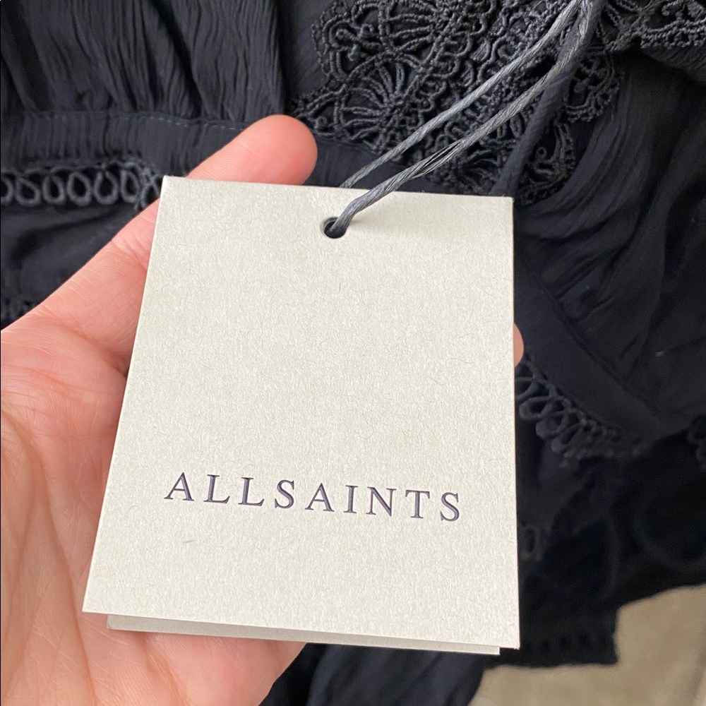 All Saints | Women's Xanthe Lace-Trimmed Long Sleeve Mini Dress – US Size 6 - Picture 10 of 10